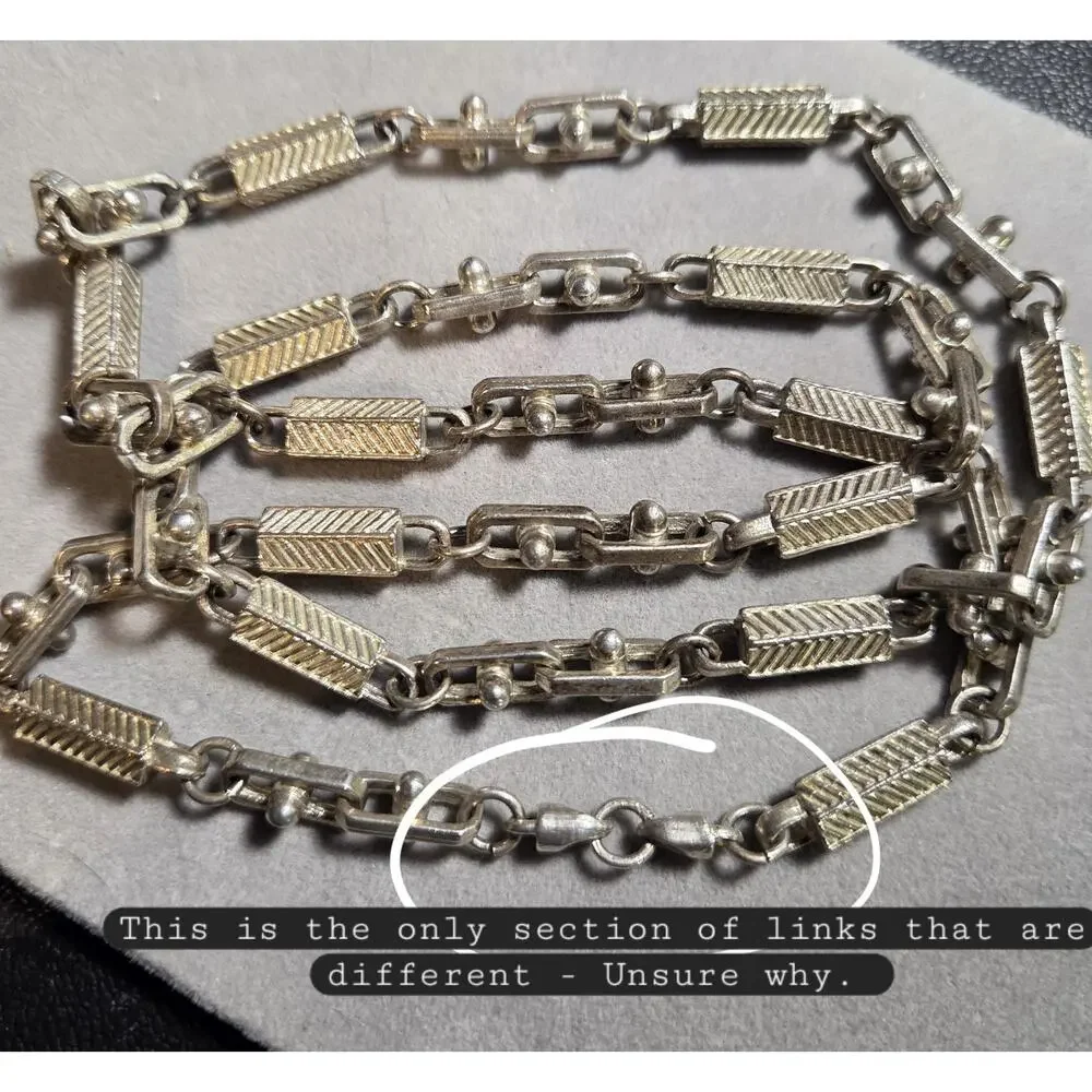 Antique Pocket Watch Chain Heavy Bar Link Ornate Ball Connectors Heavy Texture